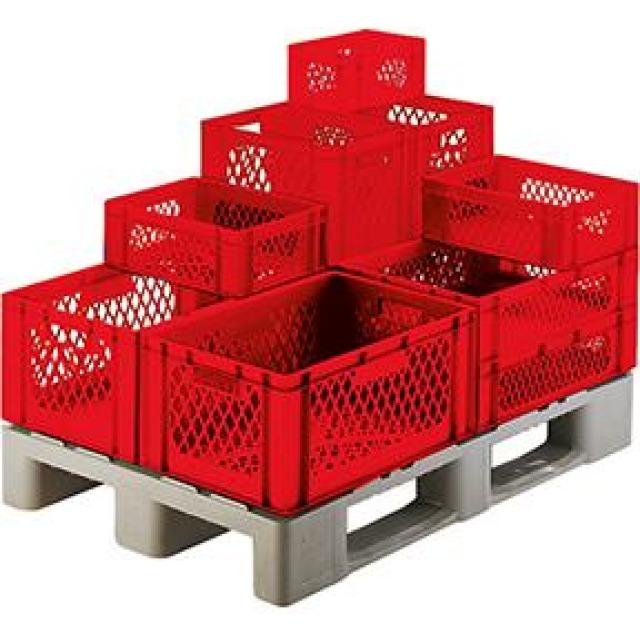 Transport-Stapelkasten, Wände und Boden durchbrochen, rot Produktbild img1 L
