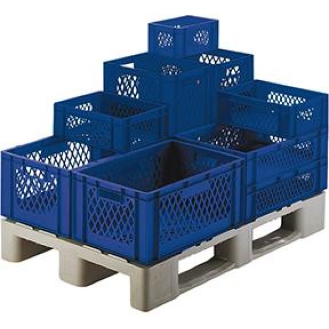 Transport-Stapelkasten, Wände und Boden durchbrochen, blau Produktbild img1 L