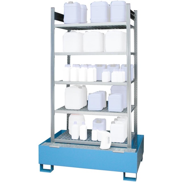 Kleingebinde-Gefahrstoffregale mit lackierter Standwanne Produktbild img1 L