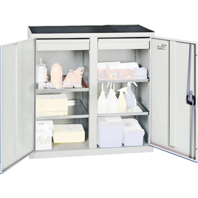 Werkzeug- und Materialschrank Serie 2000, 2 Schubladen, 4 Fachböden und Mitteltrennwand Produktbild img1 L