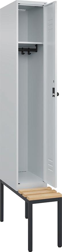 Garderobenschrank Classic PLUS mit untergebauter Sitzbank, Holzleisten Produktbild img2 L