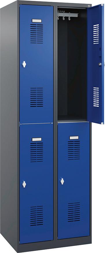 Garderobenschrank, doppelstöckig, RAL 7016/5010 Produktbild img1 L