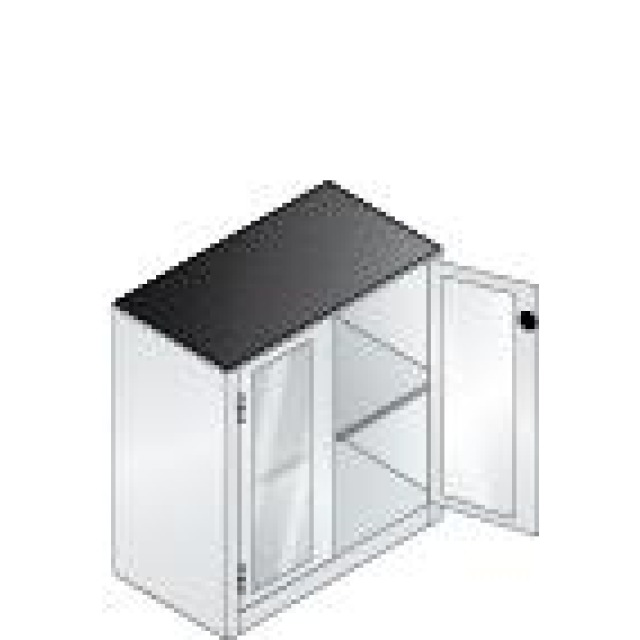 Beistellschrank mit Sichtfenster (RAL 7035/5010), mit 4 verstellbaren Einlegeböden Produktbild img1 L