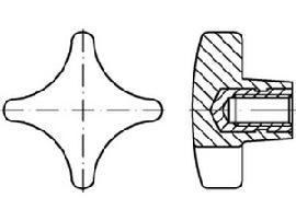 DIN 6335 Kunstst. schwarz K 50 M 10 Gewindebuchse Stahl gal Zn KU-St S Produktbild