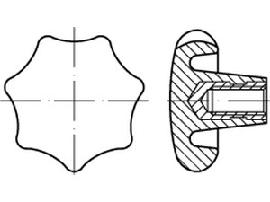 DIN 6336 Kunstst. schwarz K 32 M 6 Gewindebuchse Messing KU-MS S Produktbild