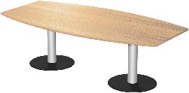 Konferenztisch mit 2 Säulenfüßen (fassförmig), HxT 720x800–1200 mm Produktbild