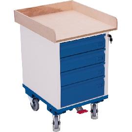 Rollschrank 150kg B575xT660xH905mm RAL 7035/5010 4 Schubladen VarioFit Produktbild