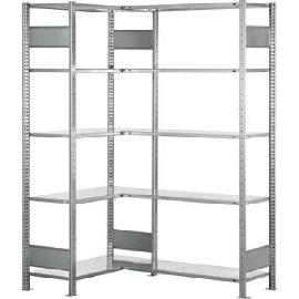 Eckregal Anbaufeld (verzinkt/RAL 7035 lichtgrau) C mit Kreuzstrebe, BxT 1000x300 mm Produktbild