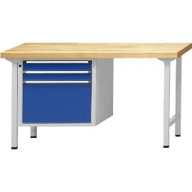 Kombiwerkbank (Serie V) mit Schubladenunterschrank hängend, mit 3 Schubladen (2x90, 1x360 mm), lichtgrau/enzianblau Produktbild
