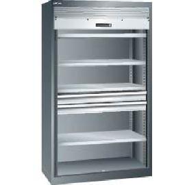 Schwerlastschrank mit Rollladen, 4 Verstellböden und 2 Schubladen Produktbild