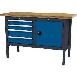 Kastenwerkbank, 1500 mm, 4 Schubladen, 1 Tür Produktbild
