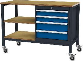 Mobile Kastenwerkbank, Breite 1300 mm, 4 Schubladen Produktbild