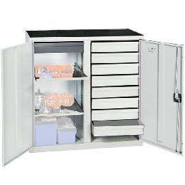 Werkzeug- und Materialschrank Serie 2000, 9 Schubladen, 2 Fachböden und Mitteltrennwand Produktbild