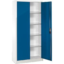 Büro-Flügeltürenschrank (RAL 7035/5010) mit 4 verstellbaren Einlegeböden Produktbild