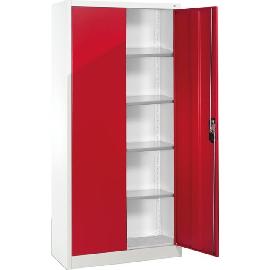 Büro-Flügeltürenschrank (RAL 7035/3003) mit 4 verstellbaren Einlegeböden Produktbild