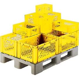 Transport-Stapelkasten, Wände und Boden durchbrochen, gelb Produktbild