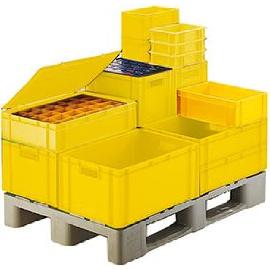 Transport-Stapelkasten, Wände und Boden geschlossen, mit und ohne Grifflochung, gelb Produktbild