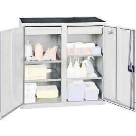 Werkzeug- und Materialschrank Serie 2000, 2 Schubladen, 4 Fachböden und Mitteltrennwand Produktbild