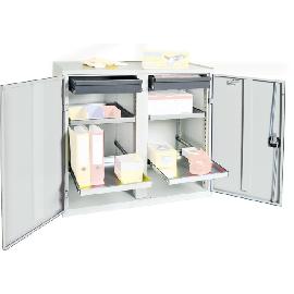 Werkzeug- und Materialschrank Serie 3000, 2 Schubladen, 4 Wannenböden und Mitteltrennwand Produktbild