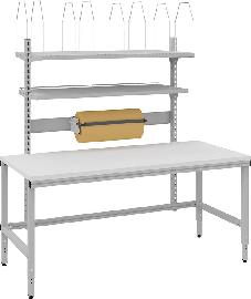 Verpackungstisch OK-V2 B1685xT800xH718-1018 mm manuell verstellbar Tischplatte Melamin Produktbild