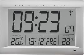 LCD Funkwanduhr digital display silber matt Produktbild