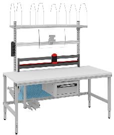Verpackungstisch OK-V6 B1685xT800xH718-1018 mm manuell verstellbar Tischplatte Melamin Produktbild