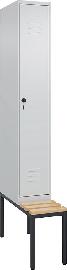 Garderobenschrank Classic PLUS mit untergebauter Sitzbank, Holzleisten Produktbild