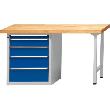 Kombiwerkbank (Serie V) mit Schubladenunterschrank stehend, mit 5 Schubladen (1x60, 1x120, 1x150, 1x180, 1x210 mm), lichtgrau/enzianblau Produktbild