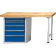 Kombiwerkbank (Serie V) mit Schubladenunterschrank stehend, mit 6 Schubladen (2x60, 1x120, 2x150, 1x180 mm), lichtgrau/enzianblau Produktbild img1 S
