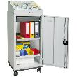 Werkzeug- und Materialschrank Serie 3000, 1 Schreibpultaufsatz, 1 Schublade, 2 Wannenböden, Rollenuntersatz Produktbild