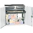 Werkzeug- und Materialschrank Serie 3000, 1000x1000x500 mm, 2 Schubladen 100 mm, 2 Schubladen 100 mm durchgehend, 1 Wannenboden Produktbild