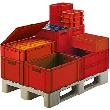 Transport-Stapelkasten, Wände und Boden geschlossen, mit und ohne Grifflochung, rot Produktbild img1 S