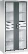 Schwerlastschrank, mit Flügeltüren und Schubladenblock mittig, RAL 7035/7016 Produktbild img1 S