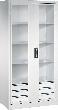 Schwerlastschrank, mit Flügeltüren und Schubladenblock unten, RAL 7035/7035 Produktbild
