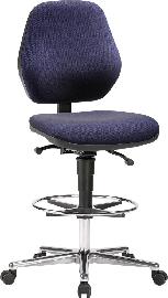 Bimos Arbeitsstuhl Stoffpolster blau Sitzhöhe 620-870 mm mit Rollen / Fußring Produktbild
