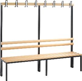 Garderobenbank einseitig B1960xT403xH1710 mm RAL 7021/Hartholz ohne Schurost, 6 Füße Produktbild