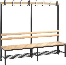 Garderobenbank einseitig B1960xT403xH1710 mm RAL 7021/Hartholz mit Schuhrost, 6 Füße Produktbild