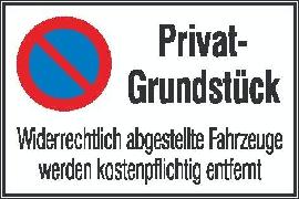 Parkverbotsschild Alu B600xH400 mm Privatgrundstück SafetyMarking Produktbild