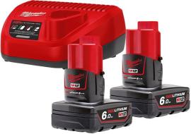 Akku-Starter Set M12 NRG-602 Milwaukee 2x12,0 V 6,0 Ah Ladegerät C12 C Karton Produktbild