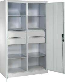 Flügeltürenschrank mit Fachböden und mittigen Schubladen Produktbild