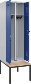 Schwarz-Weiß-Spind Evolo PLUS mit untergebauter Sitzbank Produktbild
