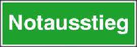 Beschilderung, Zusatzschild Notausstieg Produktbild
