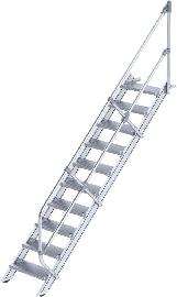 Alu-Treppe 45 Grad 10 Stufen B 600 mm lichte Höhe 2080 mm Ausladung 2341 mm Produktbild