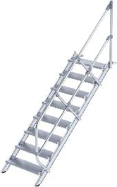 Alu-Treppe 45 Grad 8 Stufen B 800 mm lichte Höhe 1670 mm Ausladung 1924 mm Produktbild