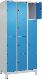 Fächerschrank mit Füßen B900xT500xH1950 Korpus RAL 7035 LichtgrauTüren RAL 5012 Lichtblau Produktbild