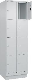 Fächerschrank CLASSIC B600xT500xH1950 mm RAL 7035/7035, 2x4 Fächermit 100 mm hohem Sockel Produktbild