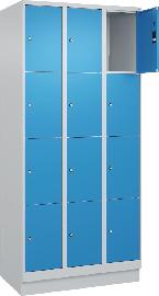Fächerschrank CLASSIC B900xT500xH1950 mm RAL 7035/5012, 3x4 Fächermit 100 mm hohem Sockel Produktbild