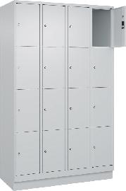 Fächerschrank CLASSIC B1200xT500xH1950 mm RAL 7035/7035, 4x4 Fächermit 100 mm hohem Sockel Produktbild