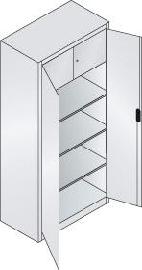 Flügeltürenschrank B930xT500xH1950 mm RAL 7035, 3 Fachböden mit Schließfach CP Produktbild
