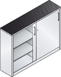 Schiebetürenschrank B1600xT400xH1000 mm RAL 7035, 4 Fachböden mit Mitteltrennwand CP Produktbild